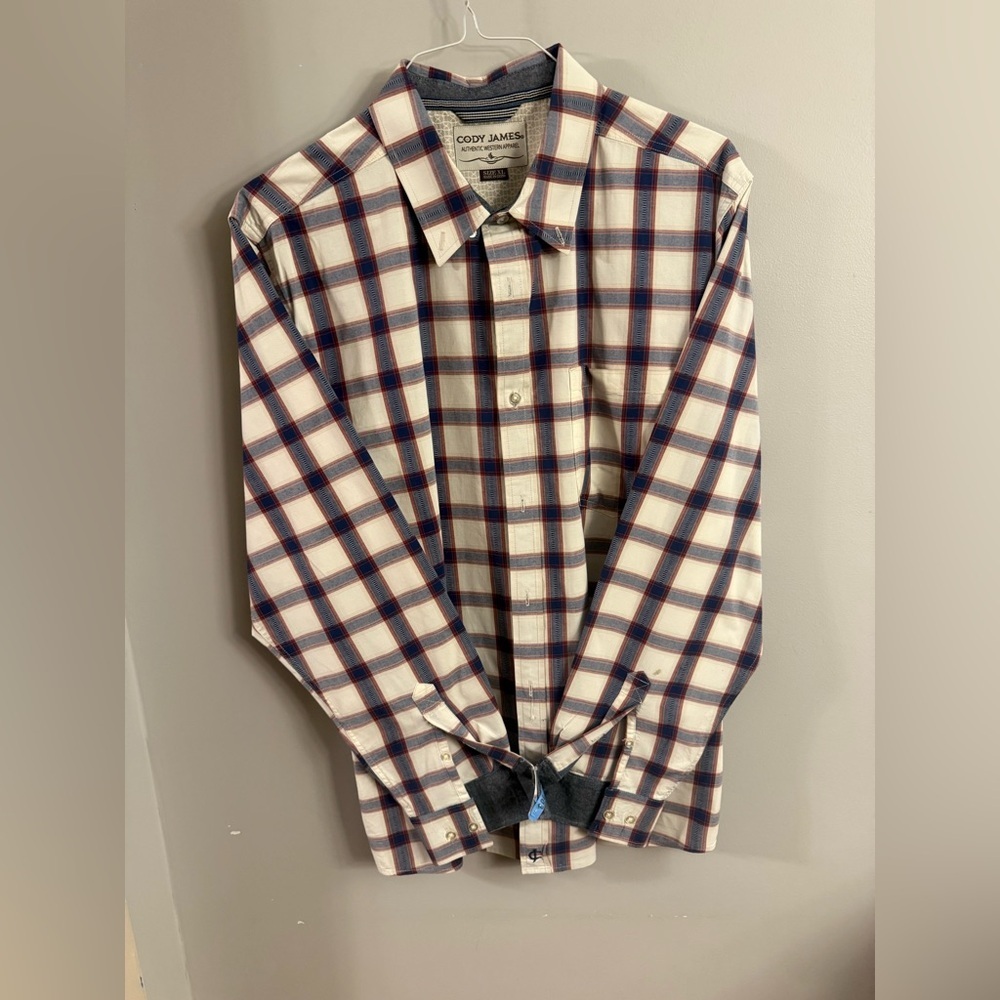 Cody James Western Plaid Button Down Shirt Men’s XL Cowboy Rodeo Cotton Stretch